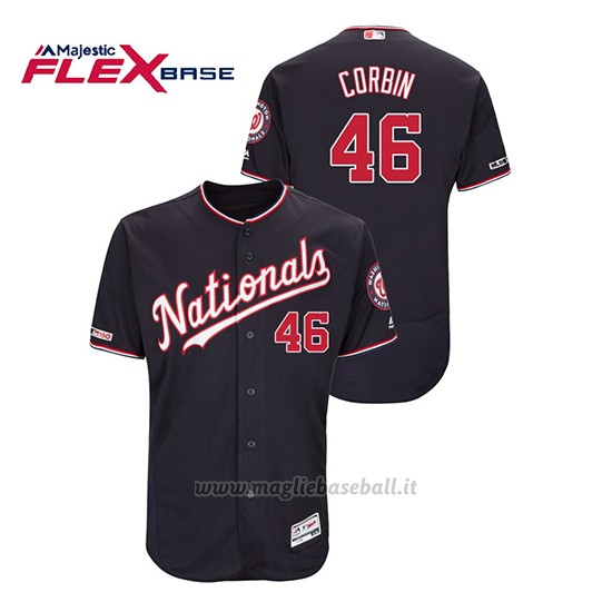 Maglia Baseball Uomo Washington Nationals Patrick Corbin 150th Aniversario Patch Autentico Flex Base Blu
